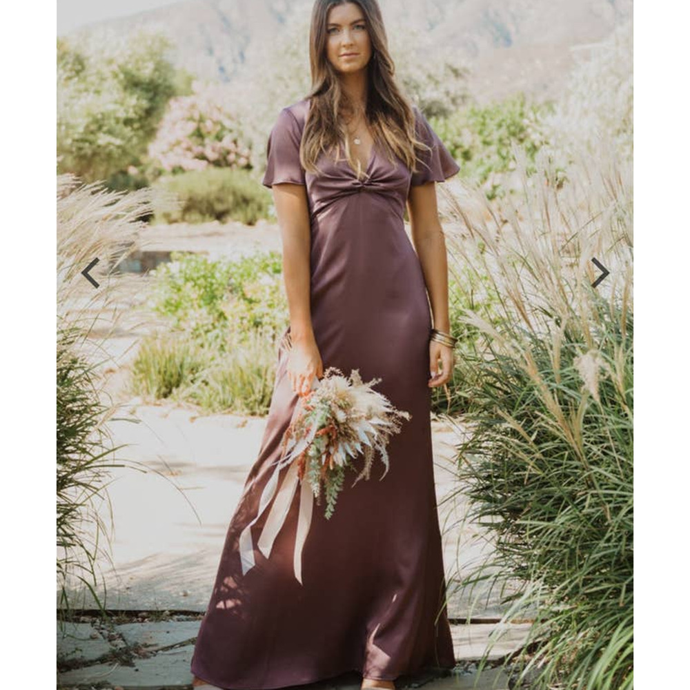 Show Me Your MuMu Rome Twist Gown Dusty Plum Luxe Satin XS NWT
